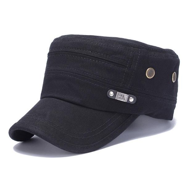

2020 spring and summer pure cotton flat cap fashion outdoor sunshade fishing hat men's casual simple vent cap tlllw, Black;white