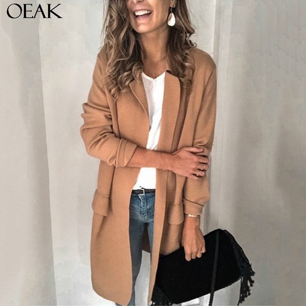 

oeak fashion womens work office blazer casual open front long sleeve cardigan blazer coat 2020 new slim fit, White;black