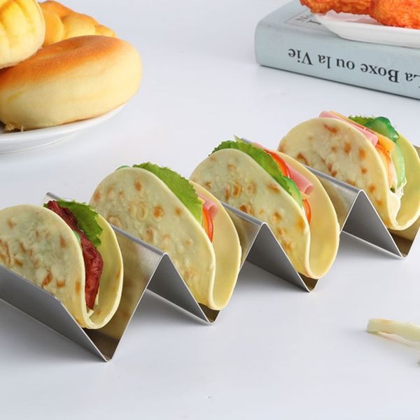 

304 stainless steel taco holder display holders wave shape kitchen food rack shell for restaurants pancake rack other bakeware