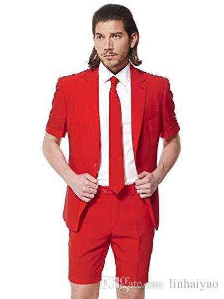 

tpsaade summer latest red men's dance jacket shorts 2 pieces set custom slim fit men's wedding party banquet tuxedo, White;black