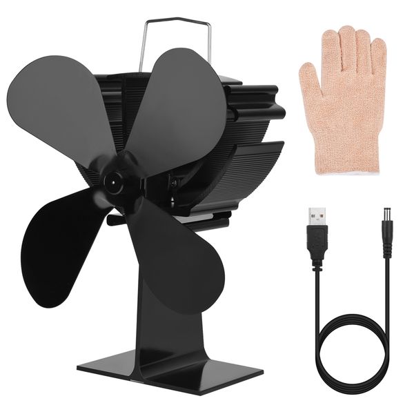 

4 blades cold dual-use stove fan heat powered fireplace fan fuel saving mute fireplace thermal power heater summer