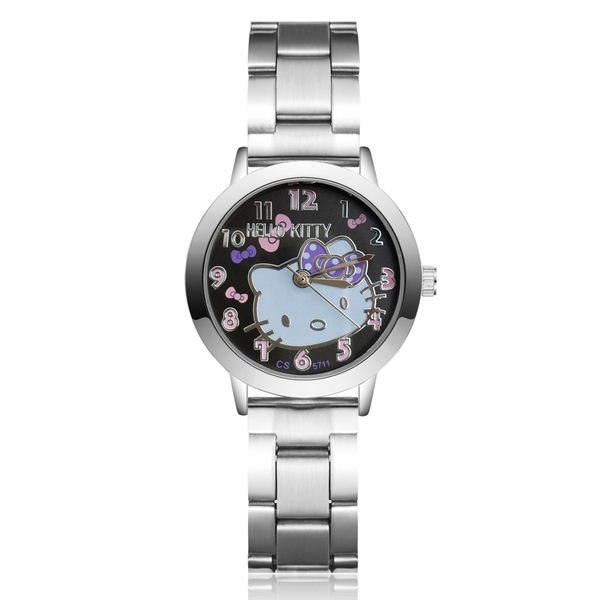 

Модные женские девушки Hello Kitty KT в стиле кошачий полный стальной металлический ремешок наручные часы