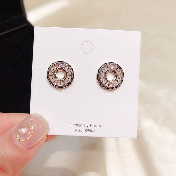 

migga simple circle cubic zircon stud earrings round design gold color women gift jewelry, Golden;silver