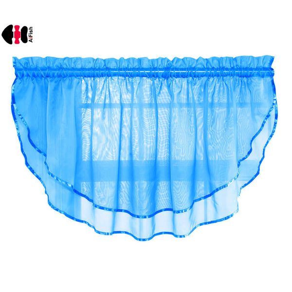 

1 piece rod pocket sheer curtain valances for kitchen solid scalloped valance short tie for half windows bathroom cafe p184c