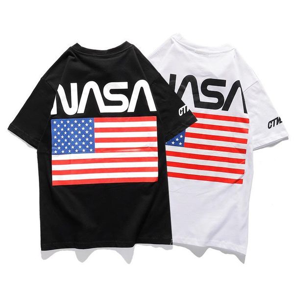 

роскошный мужского tshirt прилива бренд совместного флаг печать tshirt улицы тенденция хип-хоп бренд лето короткого тройника, White;black