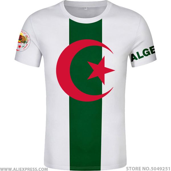 

algeria t shirt custom made name number dza t-shirt islam diy arabic algerie arab print text word black flag p clothing, White;black