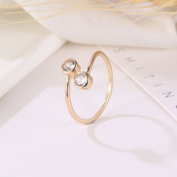 

rose gold silver plated crystal rings for women fine jewelry adjustable double round cz ring open midi toe engagement rings