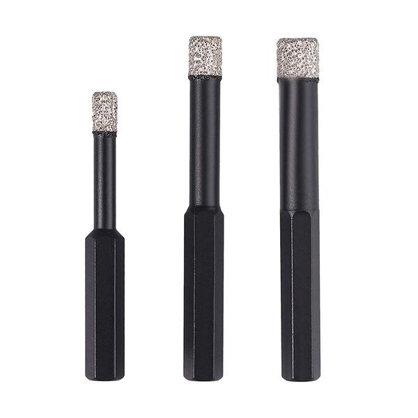 

promotion--3 pcs diamond hole saw set 6mm 8mm 10mm hexagonal dry drill bits with wax insert for glass ceramic tile porcelain mar