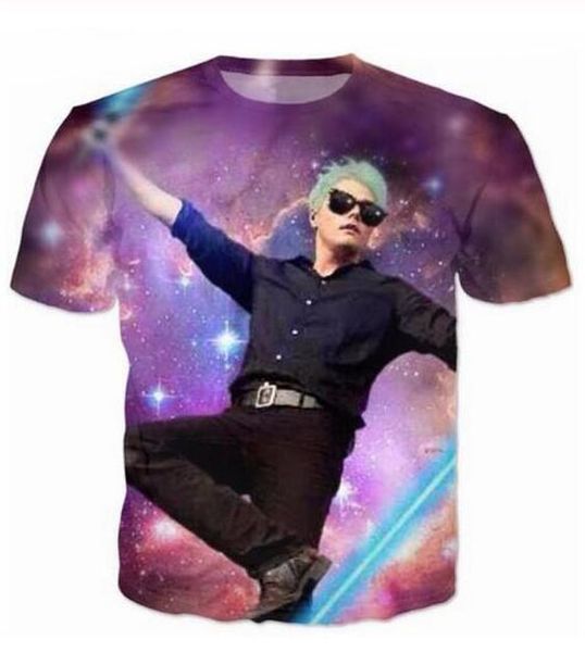 

new fashion mens/womans mcr gerard way galaxy t-shirt summer style funny 3d print casual t shirt plus size aa0138, White;black