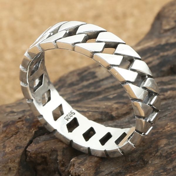 

lql new 925 sterling silver designer jewelry vintage american europe style band ring gift for women k3534