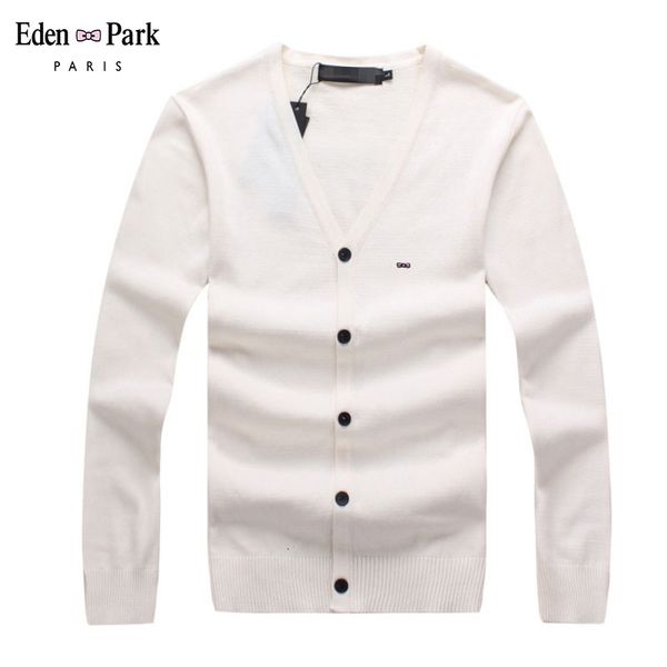 

eden park autumn men sweater casual button v-neck sweaters long sleeve cotton knit cardigan slim fit pull homme multicolor, White;black