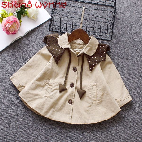 

autumn baby girls turn-down collar star polka dot long sleeve princess trench outerwear kids jacket coat casaco, Blue;gray