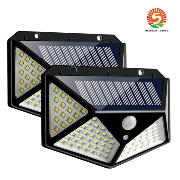 Lâmpadas solares Grande Angular 100leds solares 1200lm levou as luzes do jardim parede Solar PIR Motion Sensor Mounted Luz