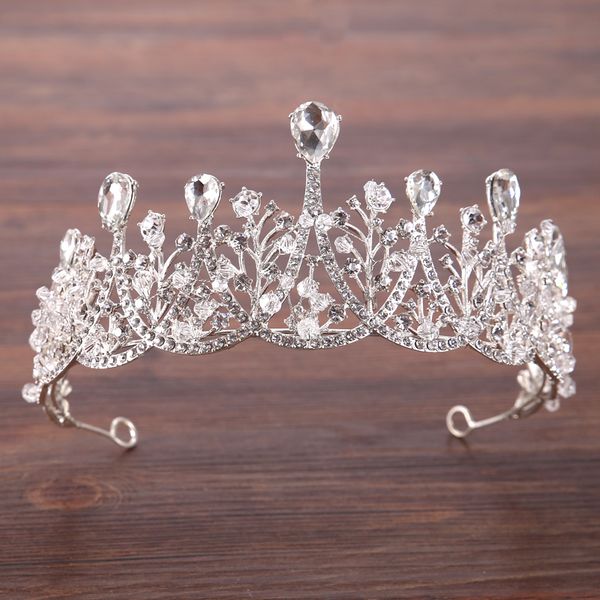 

luxury rhinestone bridal tiaras crown baroque silver crystal diadem for women headbands wedding hair jewelry hair accessories, Golden;white