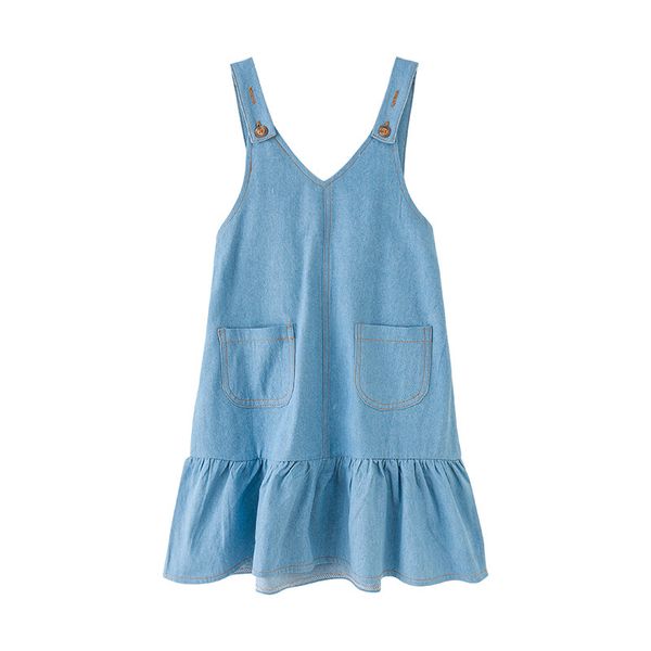 

brand baby girls dress new 2019 kids jumper children jeans clothes ruffles girls overall dress cotton teenager sling dress,#3879, Red;yellow