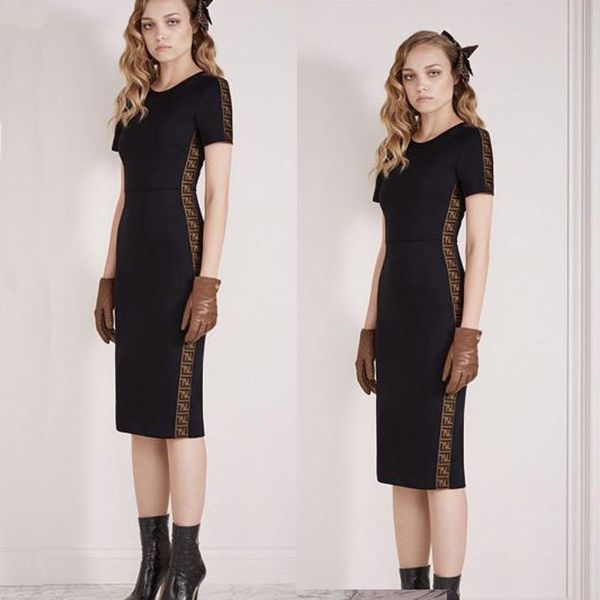 

женские платья горячая распродажа 2020 лето короткие рукава вязание взлетно посадочной полосы платье женский silm vestidos бесплатная достав, Black