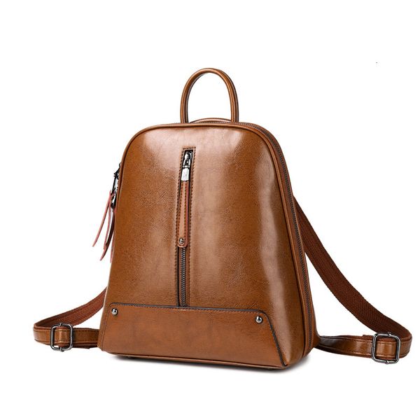 

waterproof rucksack women oil wax genuine leather school bags fashion shoulder bag vintage bagpack travel backpack