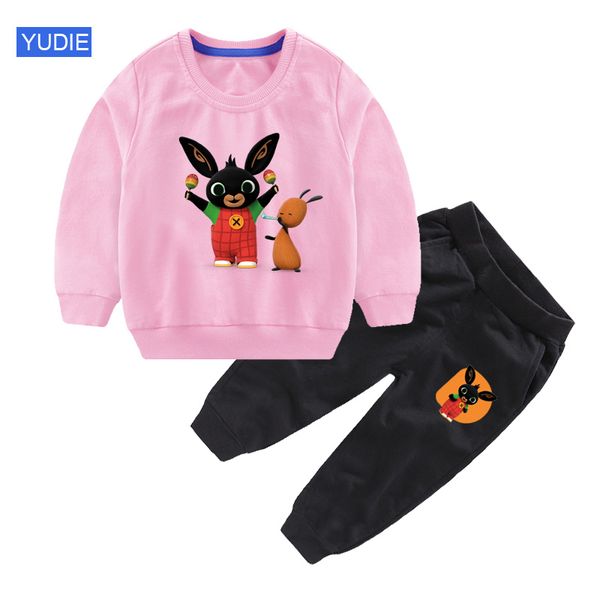 

детские наборы мультфильм bing футболка весна осень детская одежда мальчики повседневные спортивные брюки 2 шт. детская одежда детские спорт, White