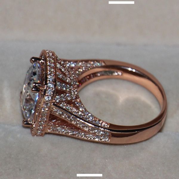 

виктория вику роскошные ювелирные изделия 10ct топаз 192pcs крошка cz 925 серебро роуз pave имитация алмазный обручальное кольцо женщины раз, Slivery;golden