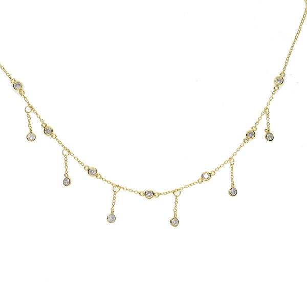 

luxury cz drip drop charm chocker cz station silver colorr ladies jewelry short necklace for womens 33+7cm