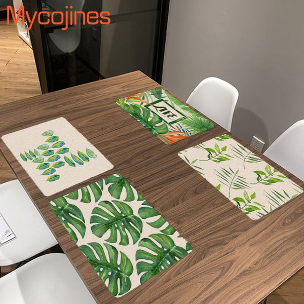 

table napkin green plant party supplies banquet dinner tableware plastic monstera summer with famous painting pattern