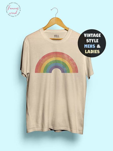 

vintage 100% cotton rainbow shirt women cute funny tshirt tee gay af tee shirts lgbt gay shirt lesbian shirt men 70s pride, White