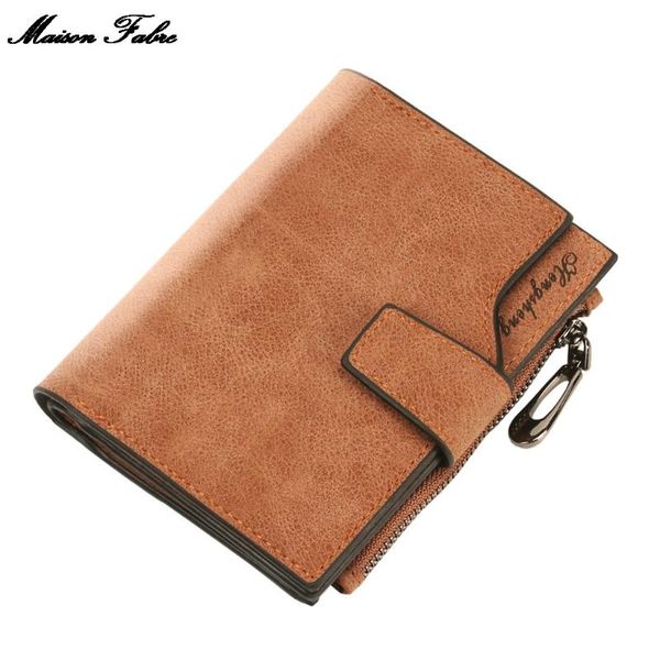 

maison fabre fashion wallet men's solid color long leather wallet retro vintage style coin bag handbag card bag, Red;black