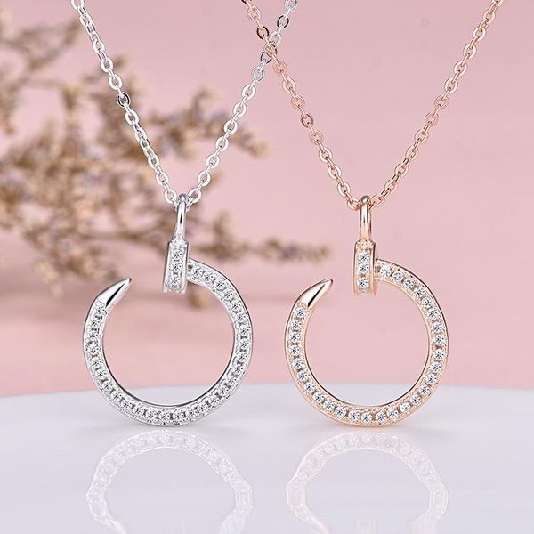 

brand classic designer jewelry hook nail crystal pendant necklace european internet celebrity fashion gold & silver necklace