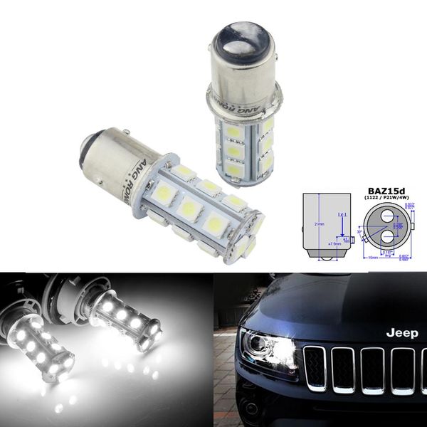 

angrong 2pcs 5w baz15d p21/4w 566 18 smd led brake stail lamp reverse light white