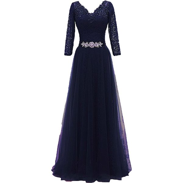 

Mother of the Bride Dresses 3/4 Sleeve Elegant Women Formal Evening Dresses Lace Tulle Long Wedding Guest Dresses