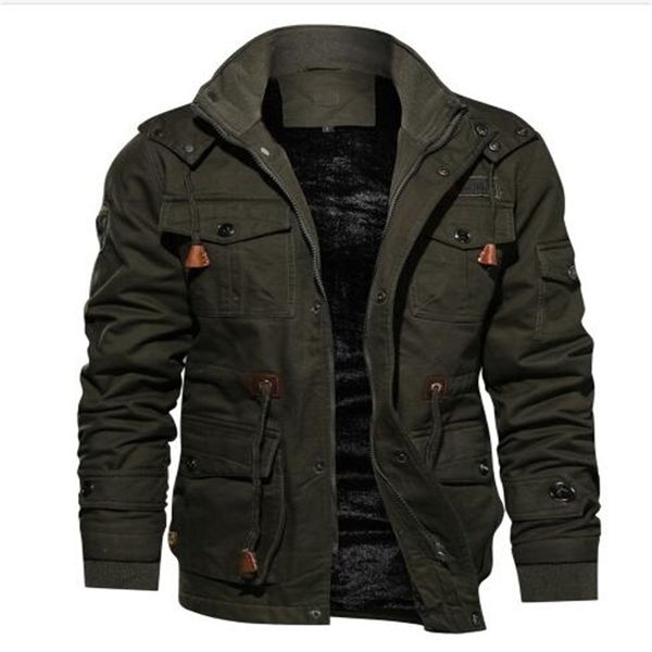 

mens parka jacket winter fleece multi-pocket casual quilted jacket, Tan;black