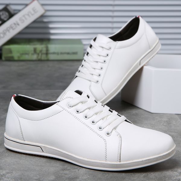 

2019 men breathable casual shoes classic male round toe leather shoes big size basic all match lace up flat, Black