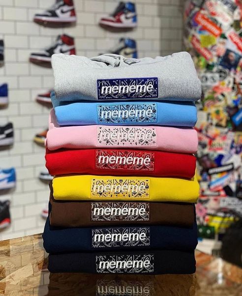 

designer hoodies 19fw 5 colors bandana embroidered box logo hooded sweatshirt casual men & women pullover couple outfit street sweater, Black