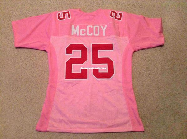 

retro custom sewn stitched mens #25 lesean mccoy pink mitchell & ness jersey s-5xl,6xl men's football jerseys rugby, Gray