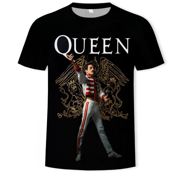 

mens designer queen band lead singer 3d digital printing short sleeve t-shirt, White;black