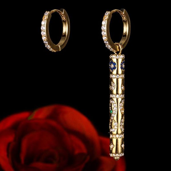 

dangle & chandelier janekell yellow gold color cylinder asymmetric serpent snake earrings pave zirconia women jewelry, Silver