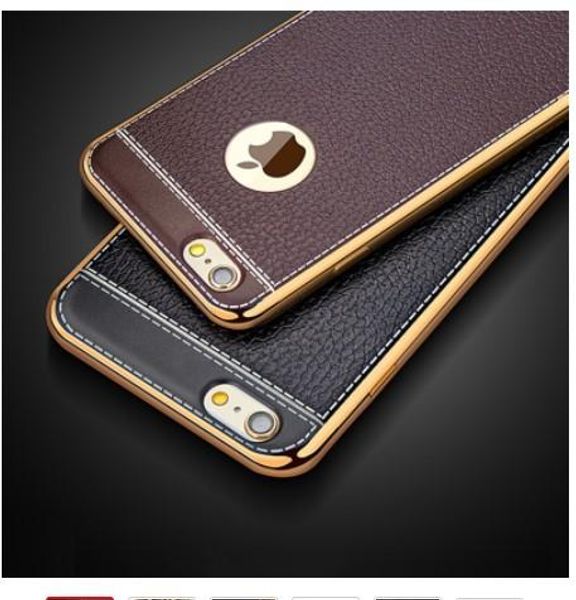 

newell luxury ultra thin 3d litchi leather grain phone case for iphone 7 8 5 5s se 6 s 6s plus x plating soft silicone back cover capa