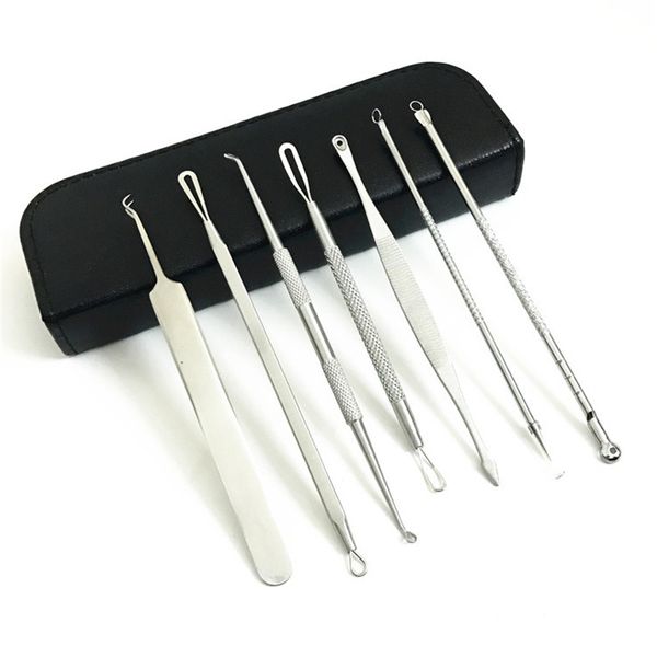 

stainless steel blackhead remover tool kit facial pimple removal tools blemish extractor acne needle clip tweezer set face care tools dhl