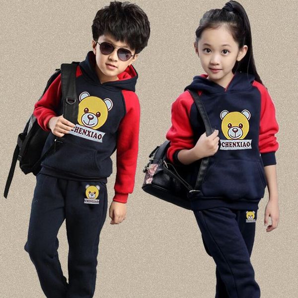 

sweater pants suit 2019 autumn new children's clothing boys and girls autumn and winter suit korean version, White