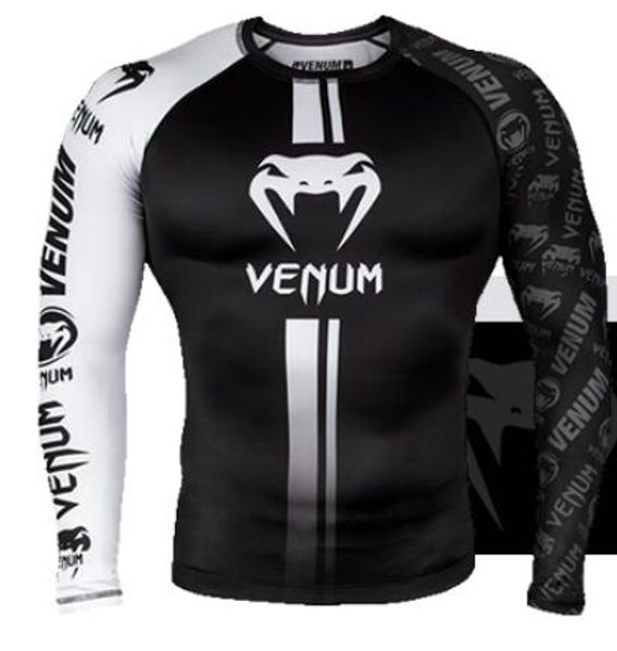 

combat fighting t-shirt anti-wear compression quick tight mma sleeve garment jiu-jitsu long fitness garment boxing dry mqbeq, Black