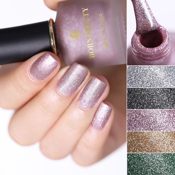 

born pretty 6ml pearlescent matte nail polish shining glitter silver color manicure nail varnish for art design