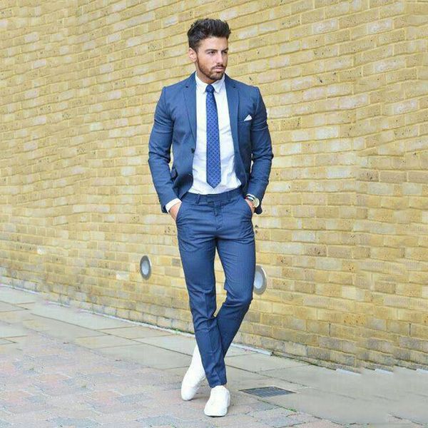 

casual blue suits for man business wedding prom party groom tuxedo men's classic suit man blazer 2piece trajes de hombre terno masculin, Black;gray