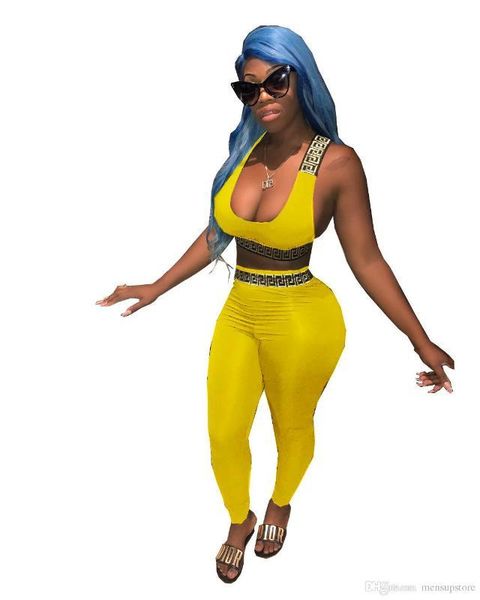 

дизайнер 2шт костюмы повседневные спортивные топы длинные брюки одежда наборы vestidoes женщин сексуальный вер, Gray