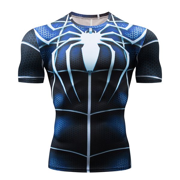 

running t-shirt short-sleeved 3d printing superhero blue spider men's jogging t-shirt gym fitness bodybuilding compression top, Black;red