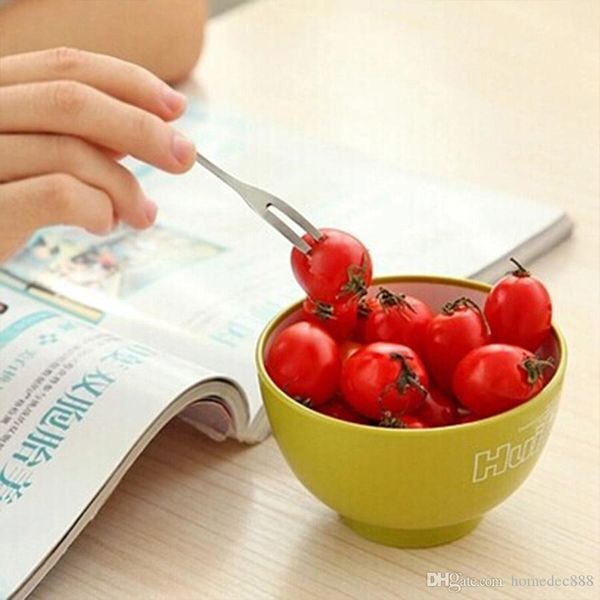 

mini forfs dessert cake fruit forks cake small fork snack knife fork two tooth fruit fo tableware household for party flatware dh0159