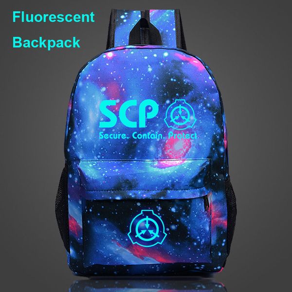

scp cartoon luminous student school shoulder bags secure contain protect cosplay backpack teenage casual laptravel bag