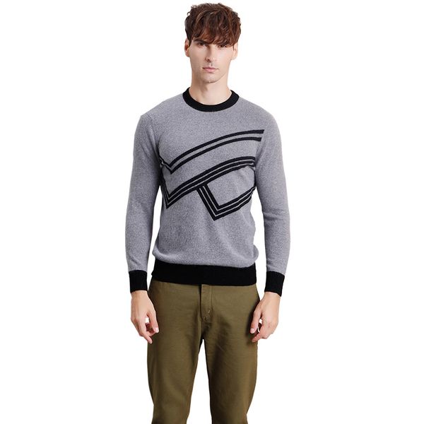 

zhili men's autumn winter pullover cashmere sweater, White;black