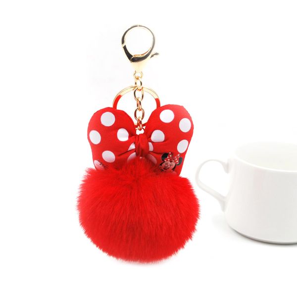 

2019 fluffy fur ball keychain for women pompom fur bowknot key ring bag car key holder jewelry wedding gift, Silver