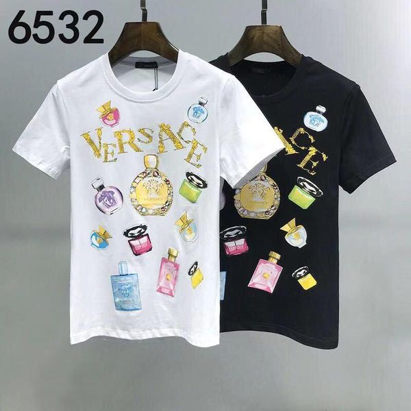 

пара топов дизайнерские буквы дышащая мужская женская футболка с коротким рукавом женская верхняя буква печати тройники мужские футболки v5, White;black