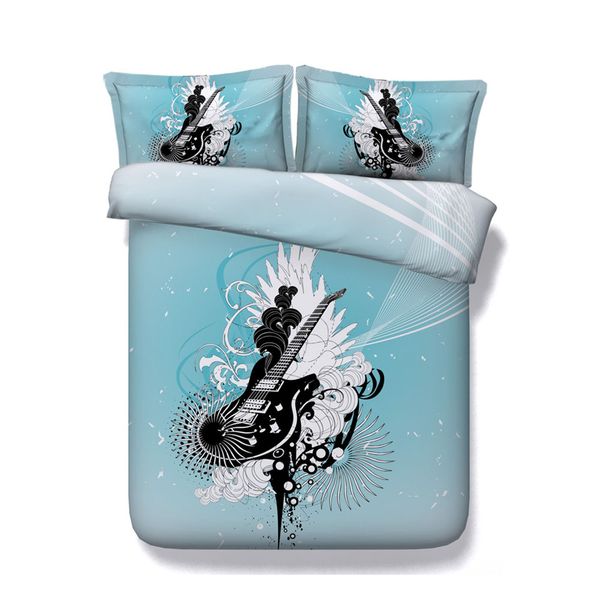 Decorative Bedding Set With 2 Pillow Shams Guitar Music